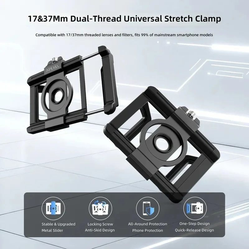 for  17MM 37MM Dual Interface Telephoto Mobile Phone Lens Horizontal Pull Clip External One Word Clip