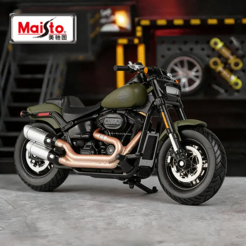 Maisto 1:18 Harley DavidsonFat Bob 114  2022 Alloy Sports Motorcycle Simulation Metal Street Race Motorcycle Model Kids Toy Gift