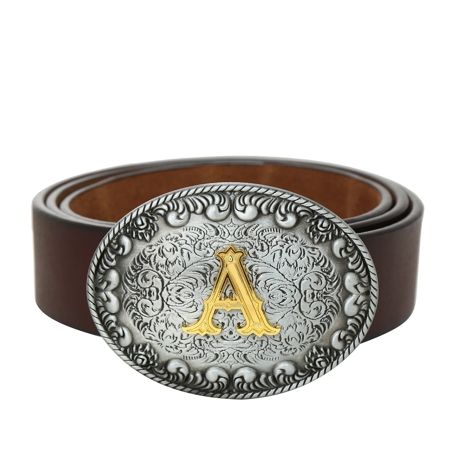 Western denim with new A through Z letters men's belt buckle with jeans leather belt for birthday gifts