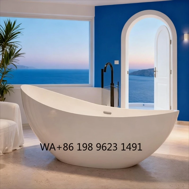 

Easy Install Modern Freestanding Acrylic Soaking Bathtub Home SPA Relax Bath Tub Support Custom Logo Bathroom Use