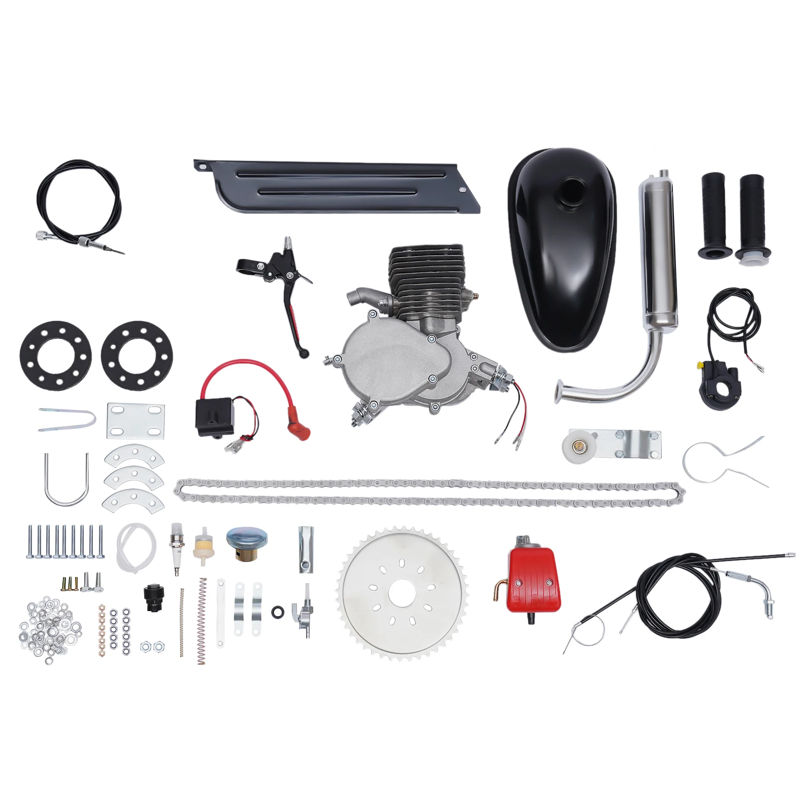 

Full Set 100CC 2-Stroke Bicycle Petrol Engine Kit Motorized Bike Gas Motor Conversion Kit for Most 26" / 28" Bikes CDI 44 Tooth