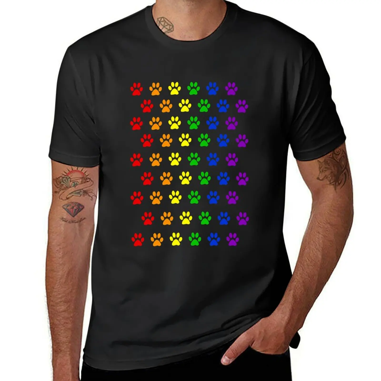 Rainbow paws T-Shirt cute clothes customs mens t shirt