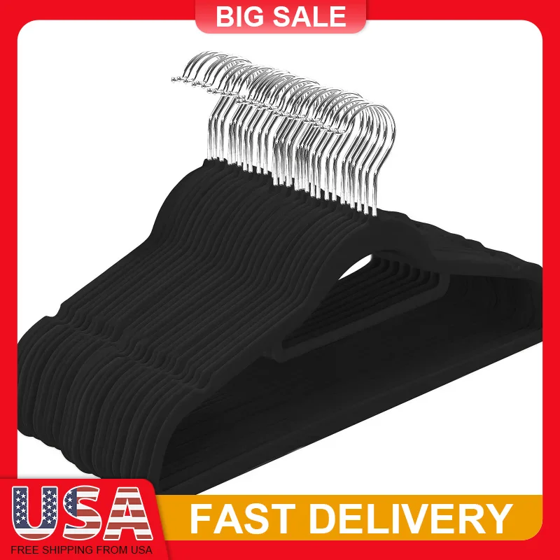 

150 Pack Black Velvet Hangers Non Slip Clothes Hangers with 360° Rotating Hook & Tie Bar Coat Hangers for Wardrobe Organization