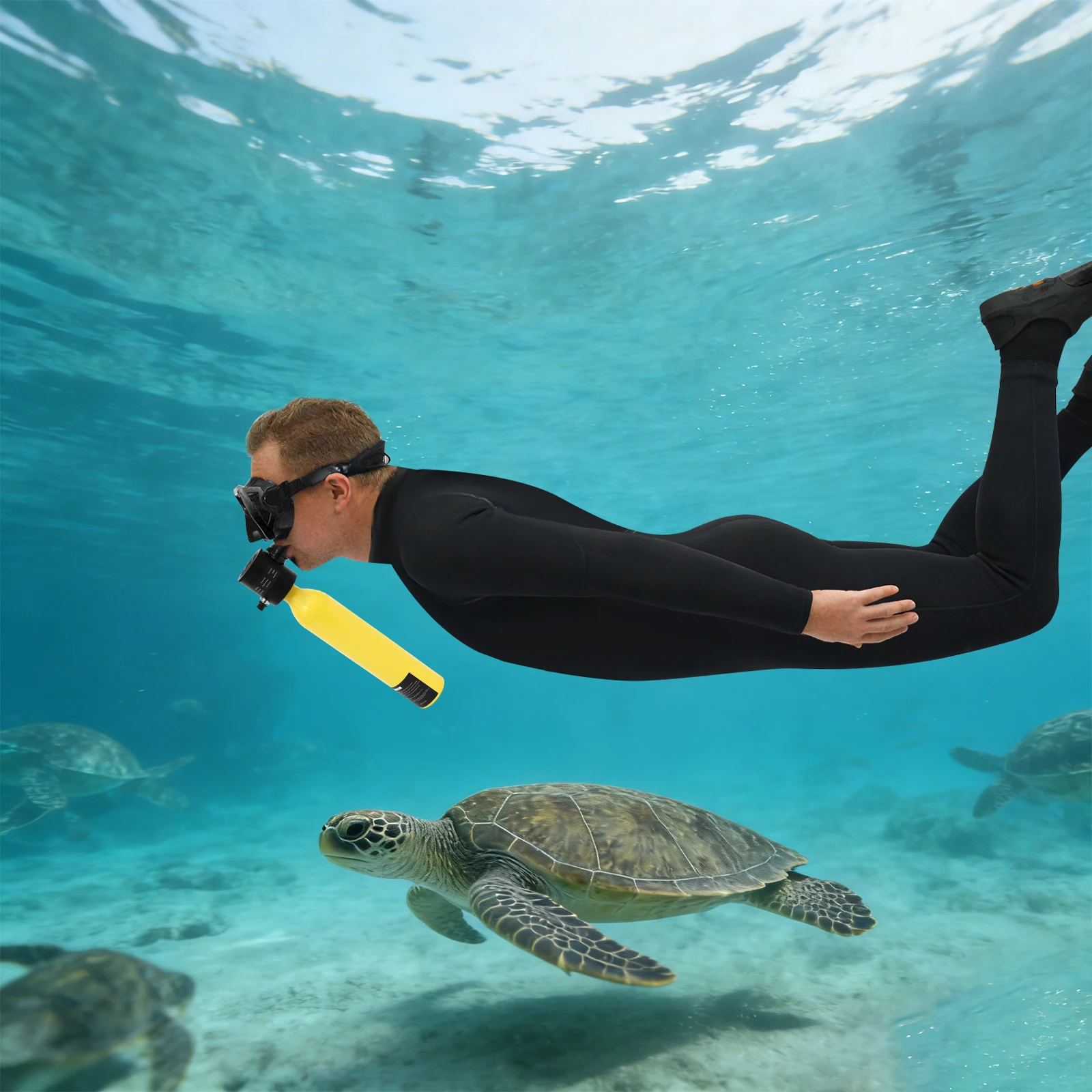 

Yellow 0.5L Mini Scuba Tank - Portable Dive Bottle with Valve Safe Reliable Design for Diving Enthusiasts
