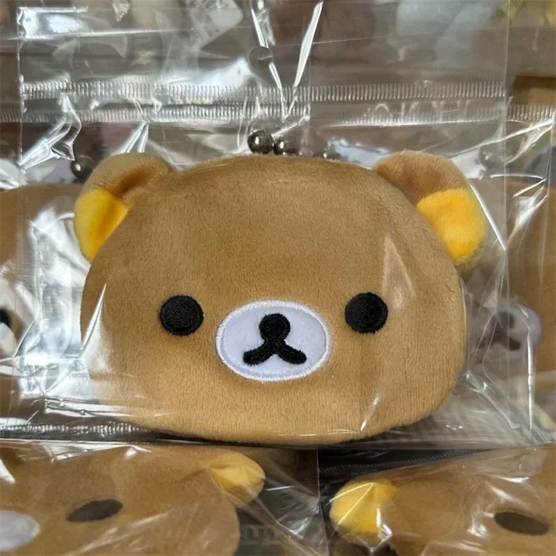 Rilakkuma Korilakkuma Plush Coin Purse Mini Kiss Lock Coin Pouch Cartoon Bear Head Cute Wallet Kawaii Mini Coin Holder Bag