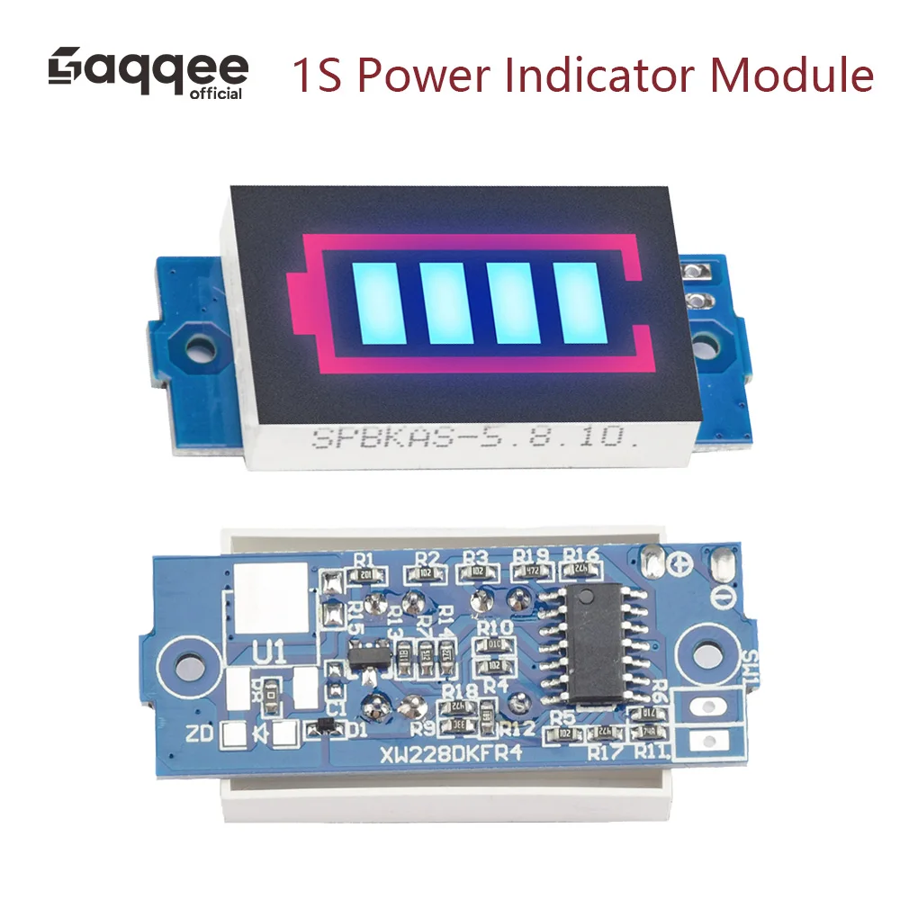 

1S Li-po Lithium Battery Capacity Power Indicator Module Power Bank Charge Meter Power Level LED Blue Display