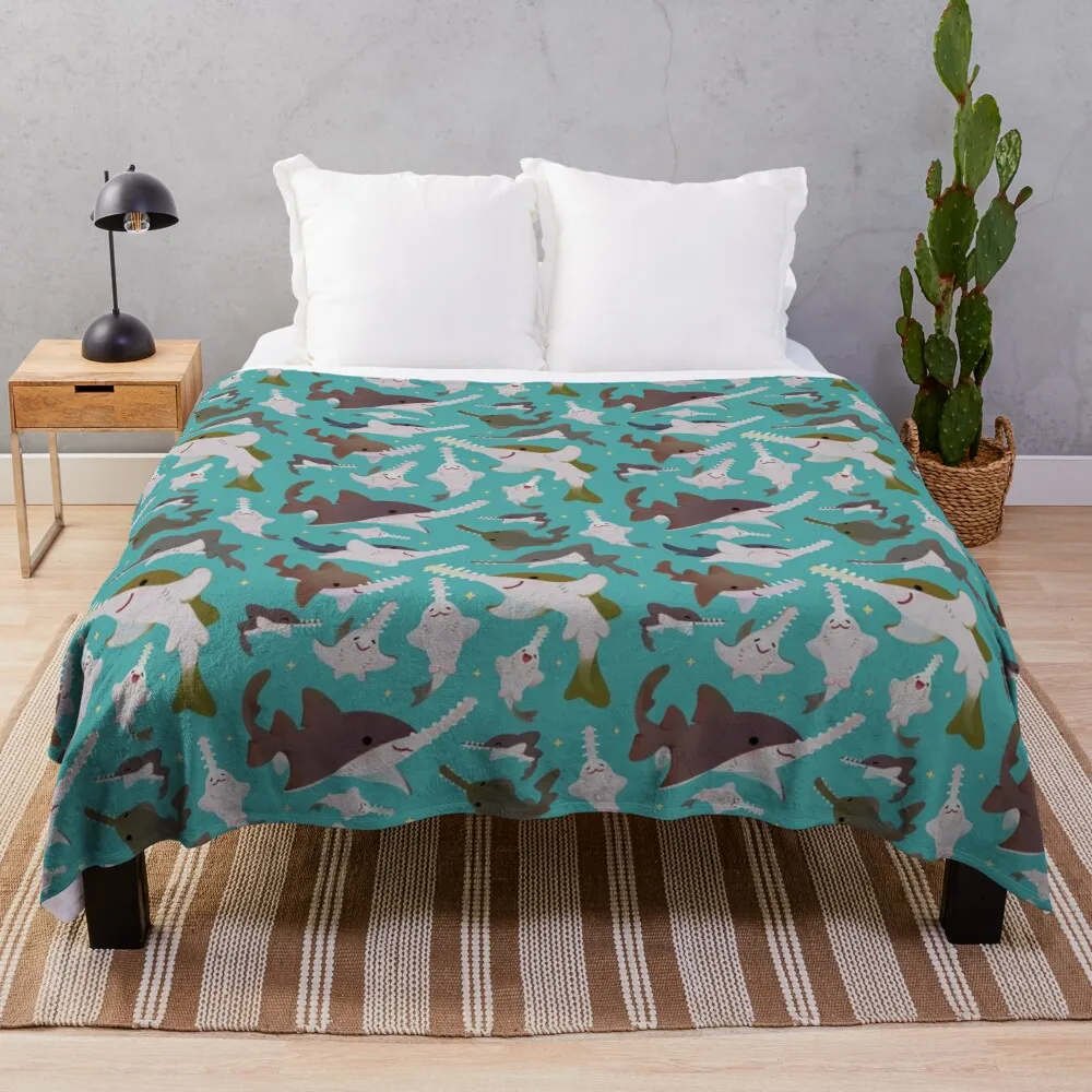 Sawfish Throw Blanket Custom Bed linens Thermal Summer Blankets