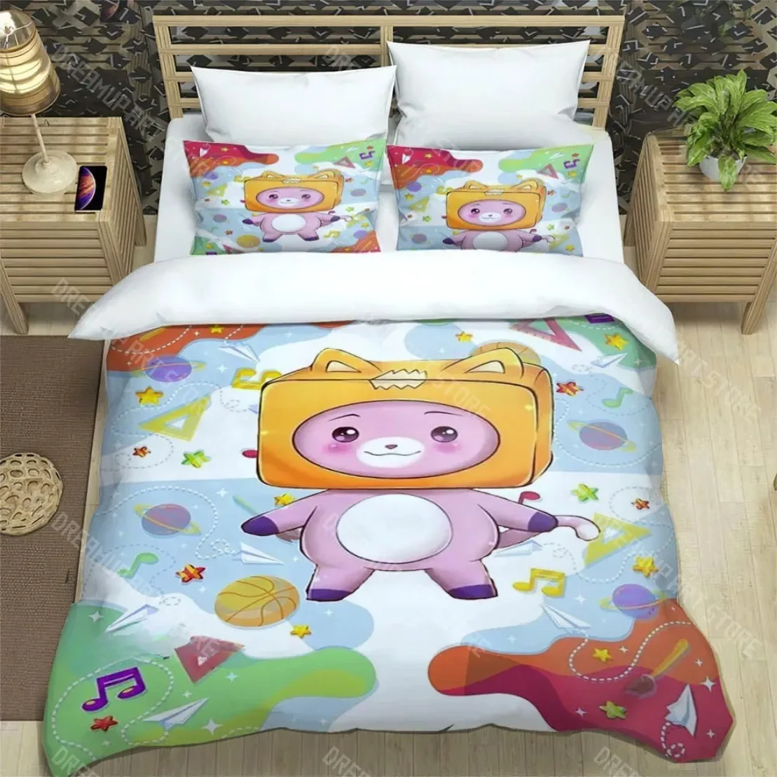 

3D Printed Cartoon L-Lankybox Bedding Sets Foxy Boxy Quilt Cover and Pillowcases Cute Duvet Cover for Children boys girls