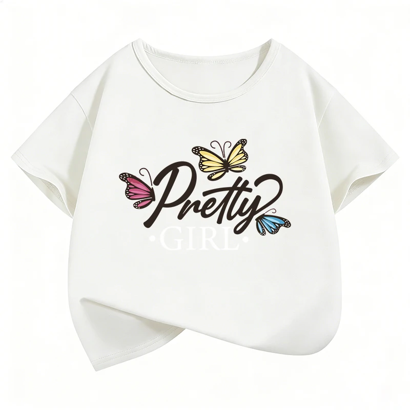 Trendy Reto Pretty Girl with Butterfly Design T-Shirt Printe