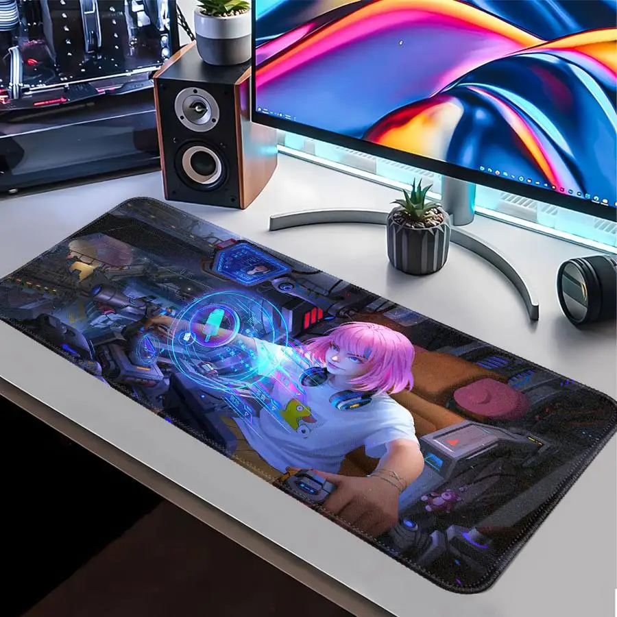 overlock Mouse Pad Game Console Pad Computer Laptop Pad office Pad Keyboard Mouse Pad XXL Desk accessories Anime Cool Girl