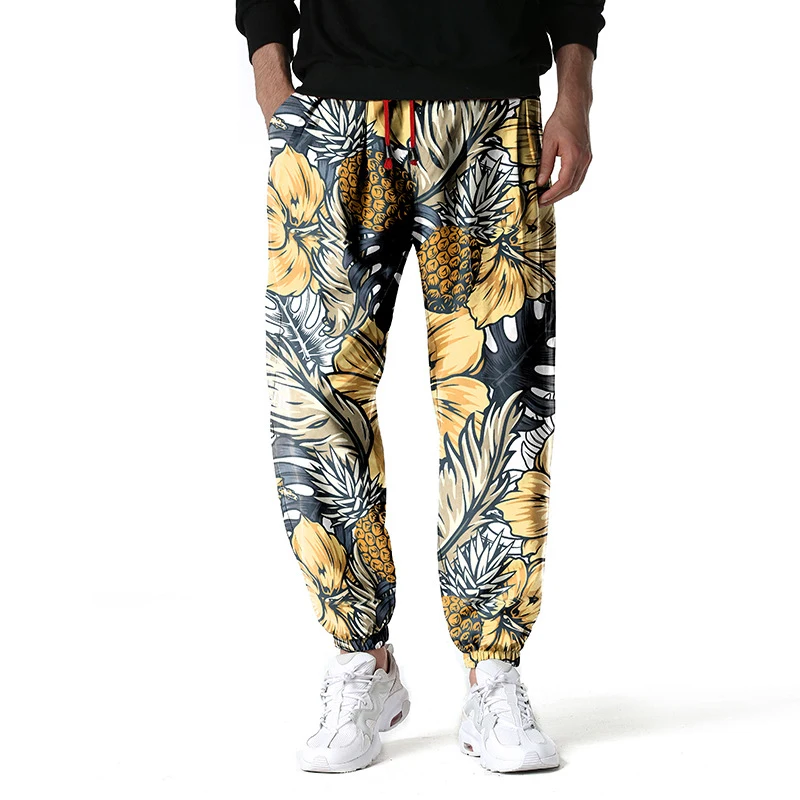 Mens Pineapple Fruit Print Joggers Pants Summer Beach Boho Jogging Sweatpants Men Harajuku Streetwear Sports Clothing Pantalones