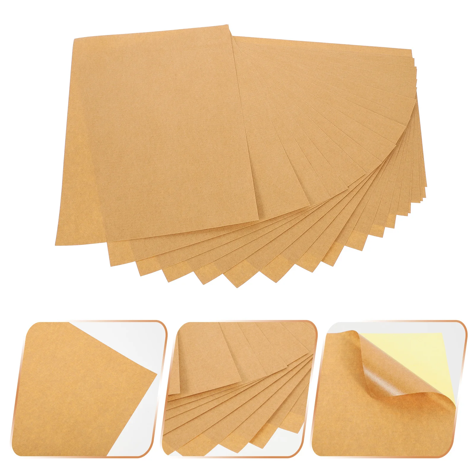 100 Sheets Blank Kraft Sticker Paper Printable Adhesive Label Paper for Shop Display Handwriting Craft Projects Lightweight