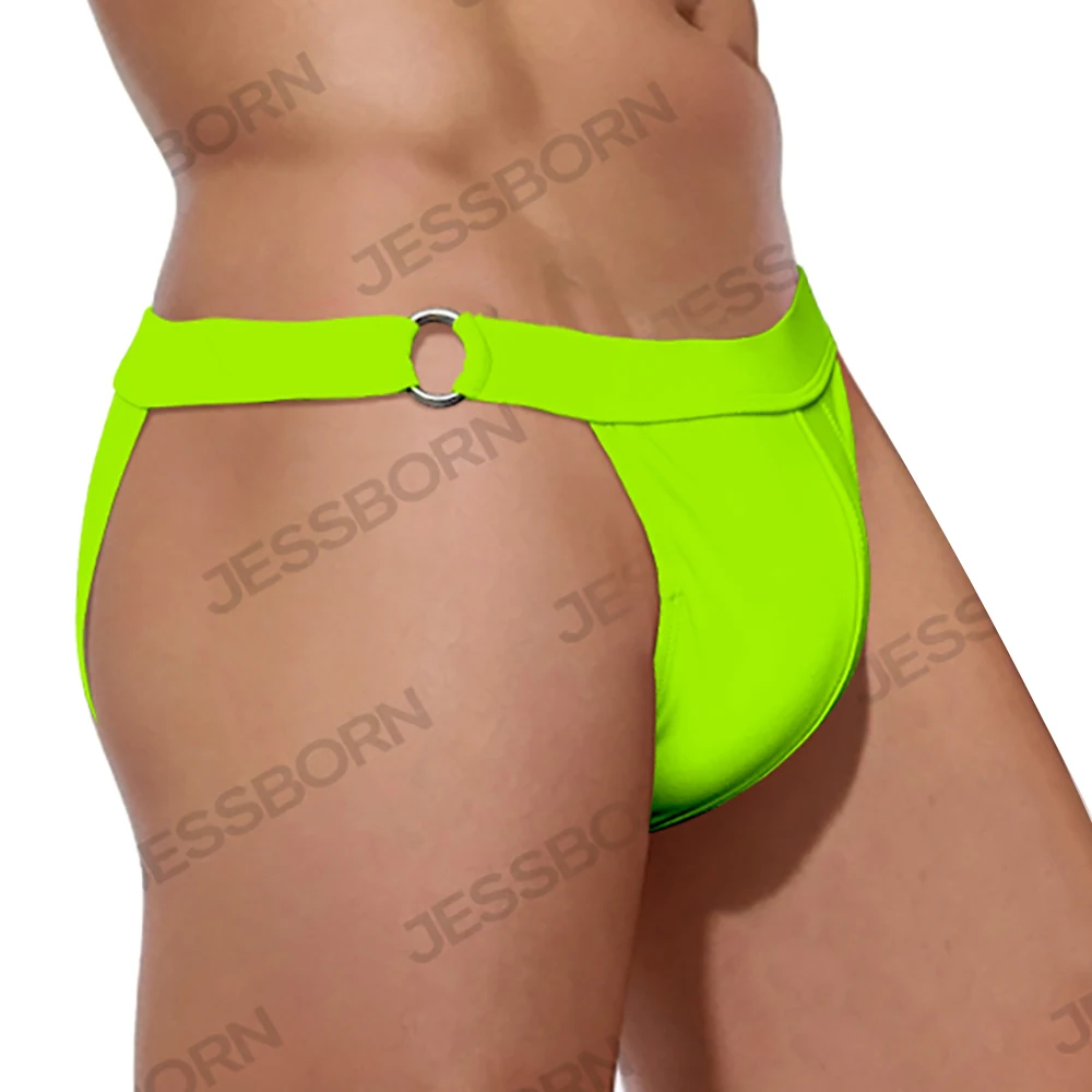 Mens Double Ring Swim Briefs Sexy Bikini G String Swimwear Gay T Back Swiming Trunks For Man Bathing Suit Solid Tanga Underwear