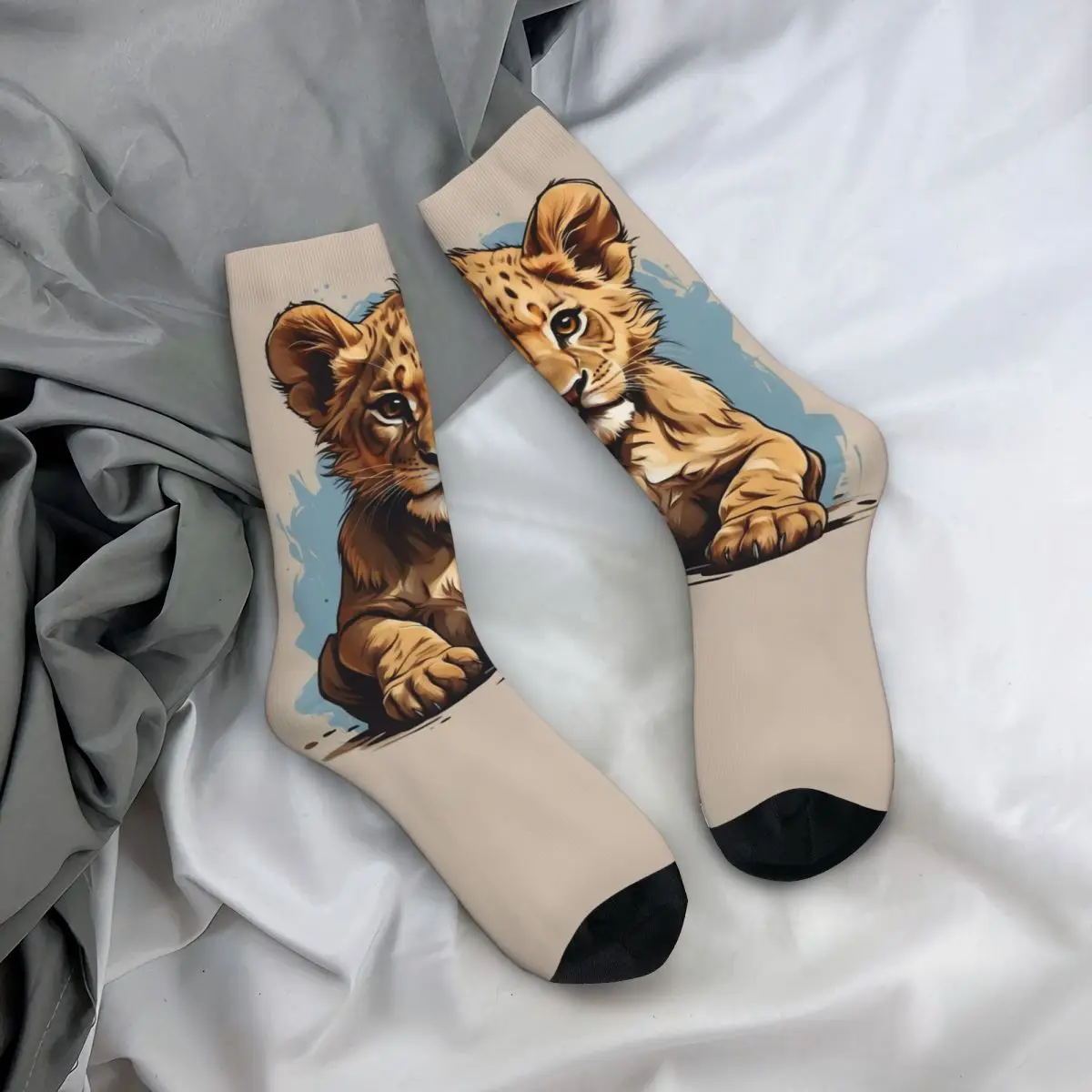 Calcetines geniales de animales, leones, tigres, gorilas, estampados bonitos a prueba de viento, adecuados para todas las estaciones, regalos de vestir para hombres y mujeres