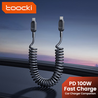 Toocki USB C Spring Cable Type C To USB C 5A Fast Chanrge Spring Telescopic Car Charger Cable For Samsung 23 Huawei Xiaomi 12 13