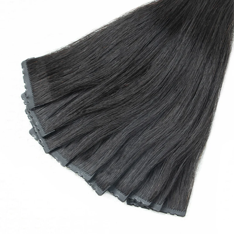 غير مرئية بولي Skin الجلد لحمة شعر علامات التبويب التوأم مع ثقوب الشعر البشري مايكرو الخرز وصلات شعر شقراء 10 قطعة آلة ريمي حقن لحمة