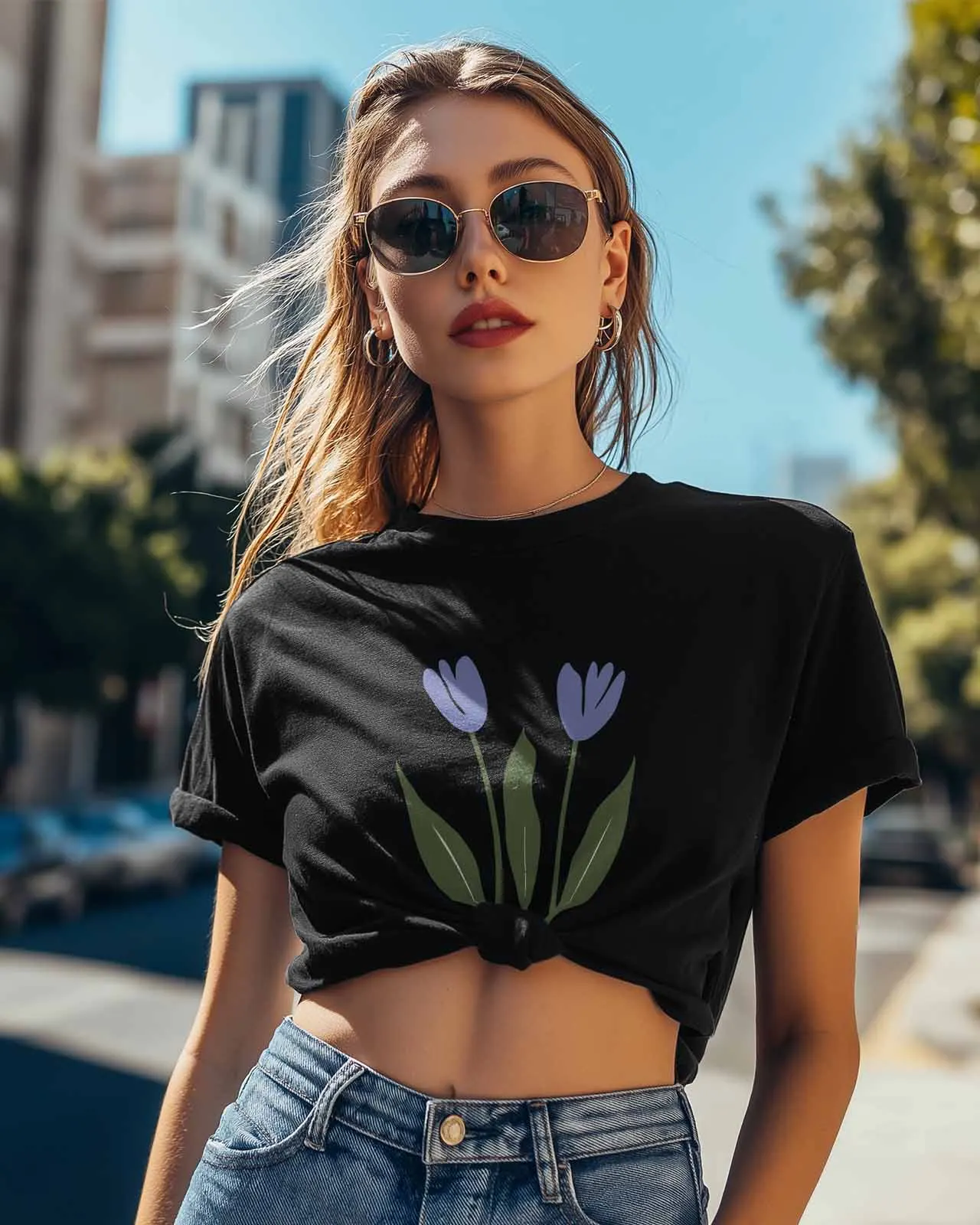 Retro Floral Tulip T-Shirt Lover Gift Sweatshirt Fitness T-shirt Short Sleeve O-neck Clothing Tops