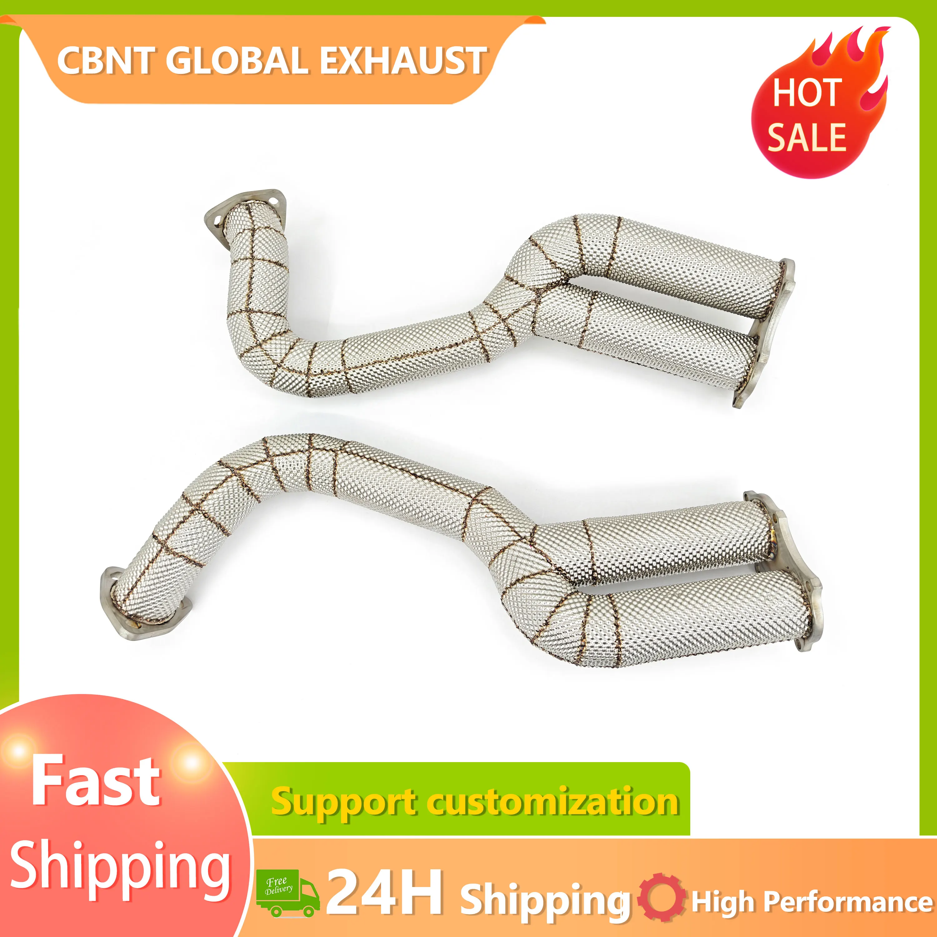 

CBNT Factory Wholesale Straight Pipe Downpipe for Porsche 718 Cayman GT4/Spyder/GTS 4.0L SS304 Over Axle Link Pipes Header