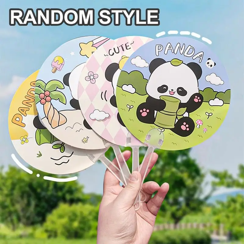 Panda Fan Handheld Panda Pattern Summer Round Fans Creative Animal Patterns Small Hand Fan For Outdoor Games Beach