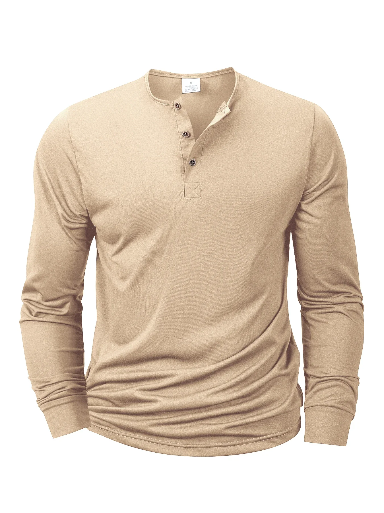 Langärmliges Herren-T-Shirt mit Henley-Ausschnitt, schmale Passform, Hemd, Fitness-Tops, T-Shirts, Knopfleiste, lässig, gemütlich – Detail 2
