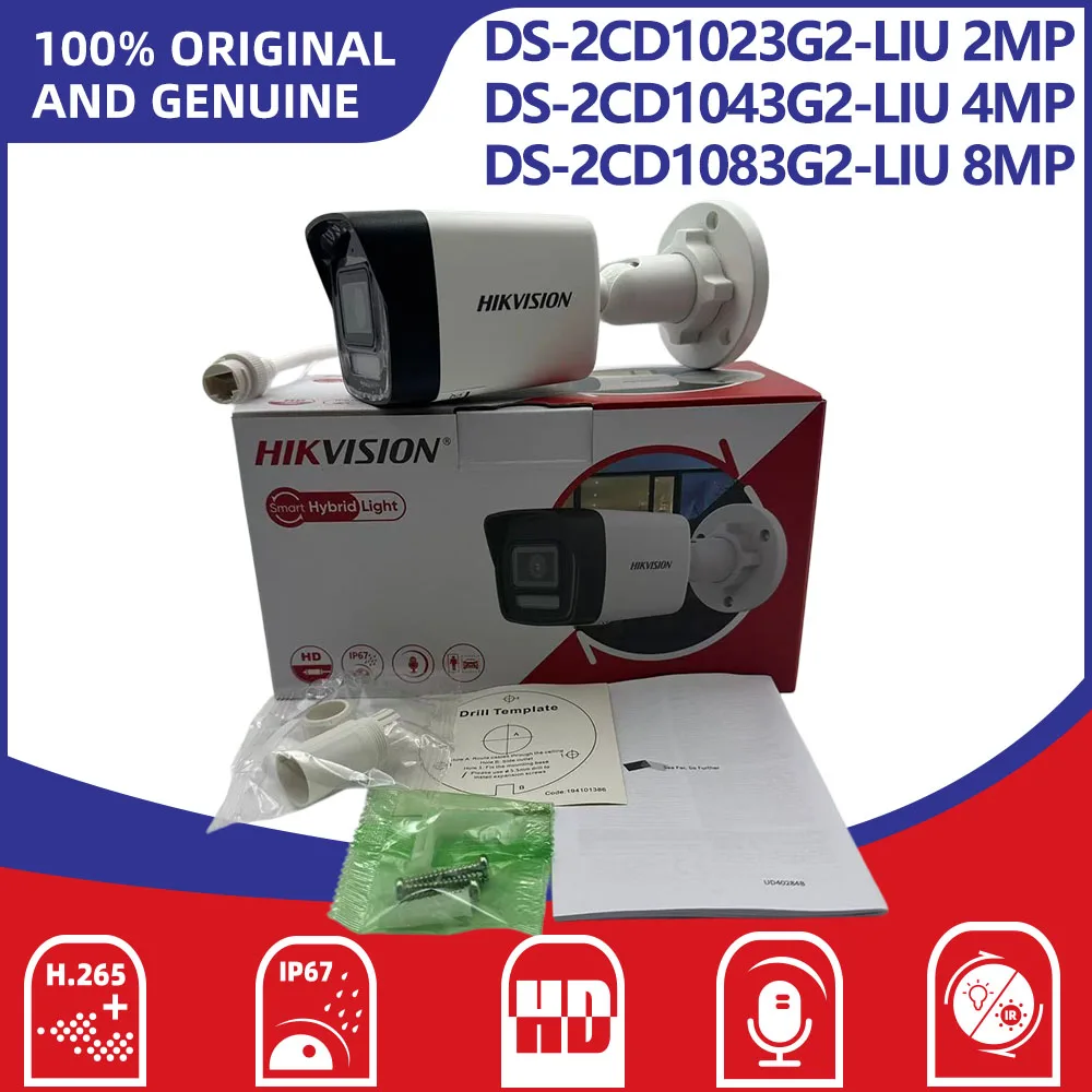 

Hikvision DS-2CD1023G2-LIU DS-2CD1043G2-LIU DS-2CD1083G2-LIU 2MP 4MP 8MP Smart Hybrid Light Bullet Network Camera Built-in Mic