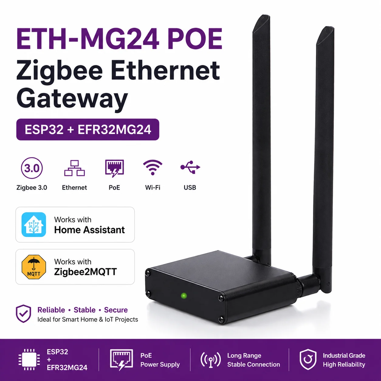 zigbee-イーサネットゲートウェイ-esp32-efr32mg24-ホームアシスタント用コーディネーター-zigbee2mqtt-mqtt-openhab-matter