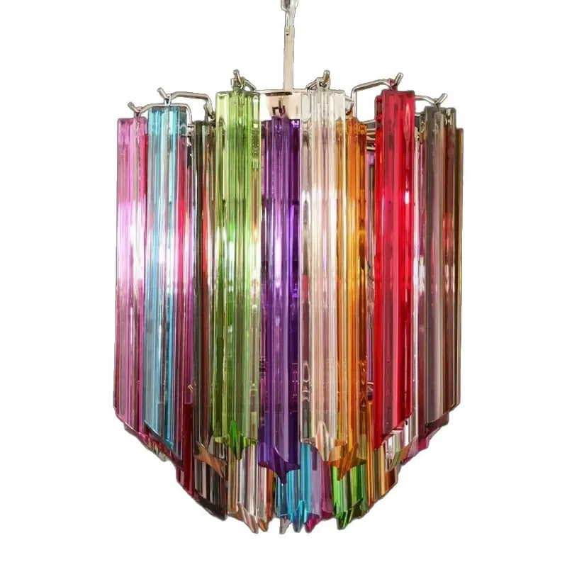 French Medieval Glass Chandelier Small Murano Style Pendant Light for Bedroom Bedside Villa Decor American Lamp