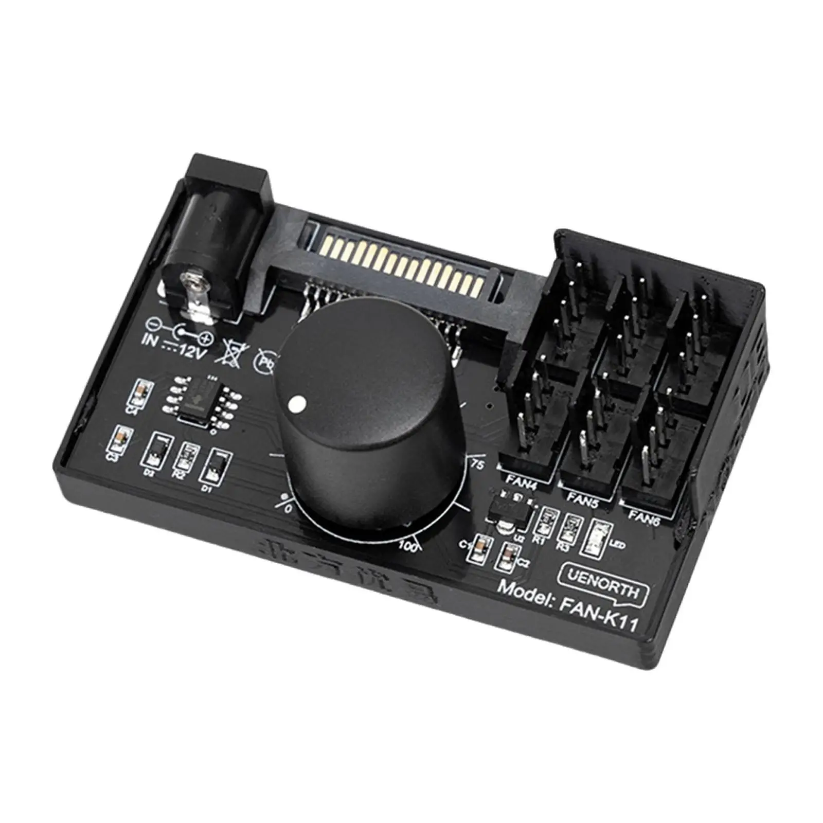 Multi Fan Speed Controller Compact Adjustable PWM Hub for PC Case with 6 Ports for Cooling