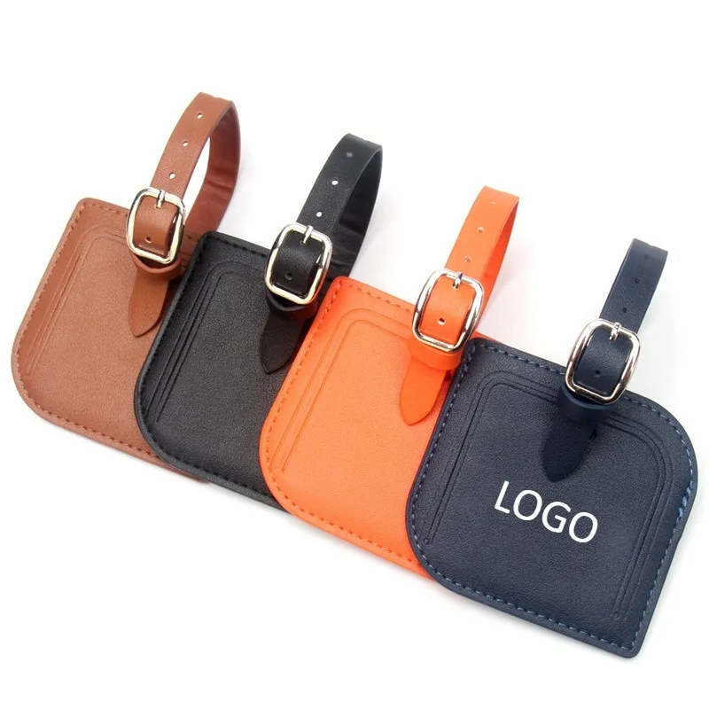 

Laser Customized LOGO Light Luxury PU Leather Travel Luggage Tag Identification Card Cover Company Activity As Advertising Gift