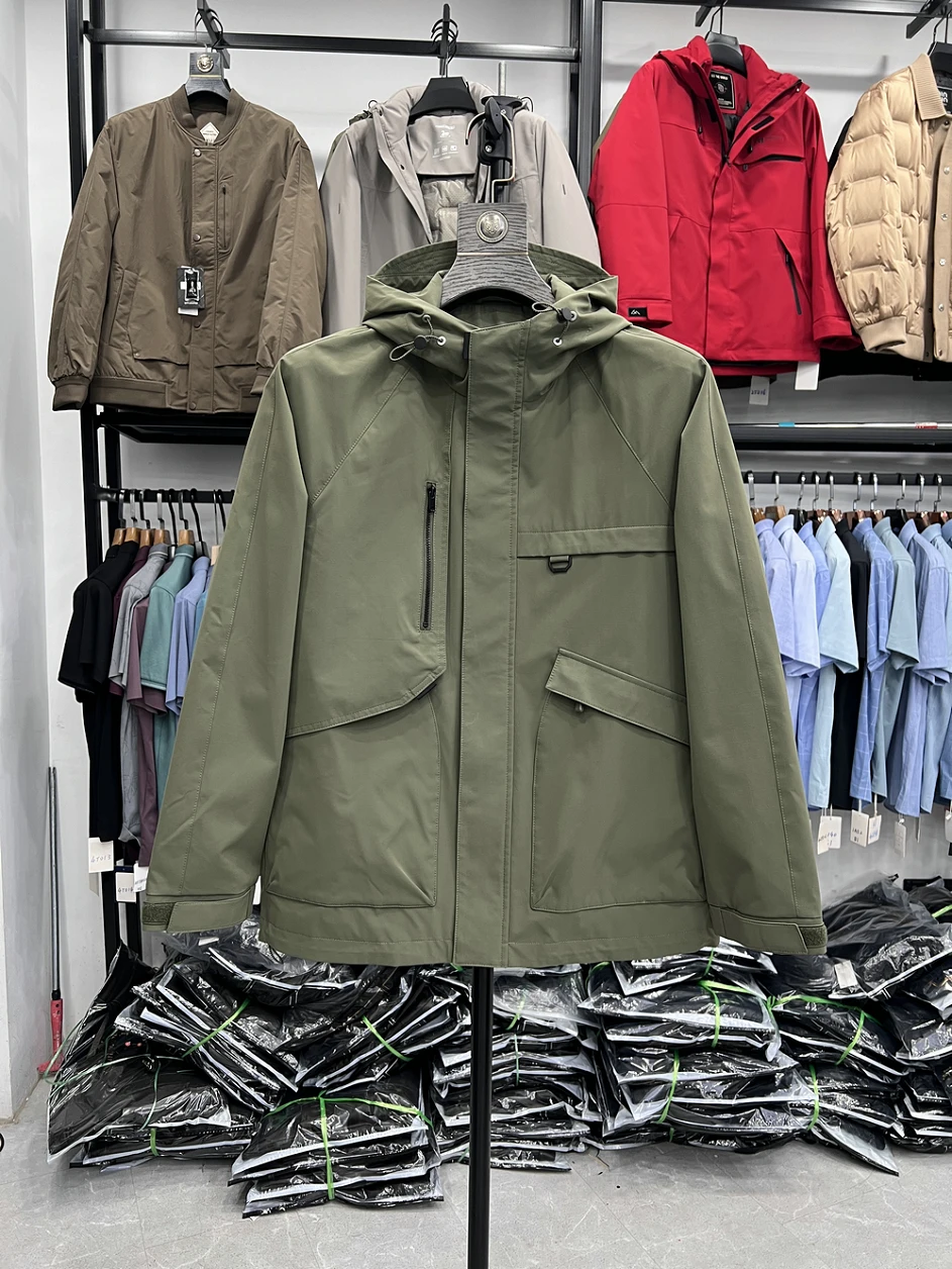 

Slimming Effect Outdoor Casual Men's Jaet Zipper Closure Hooded Pure Color Versatile Spring Faion Outerwear