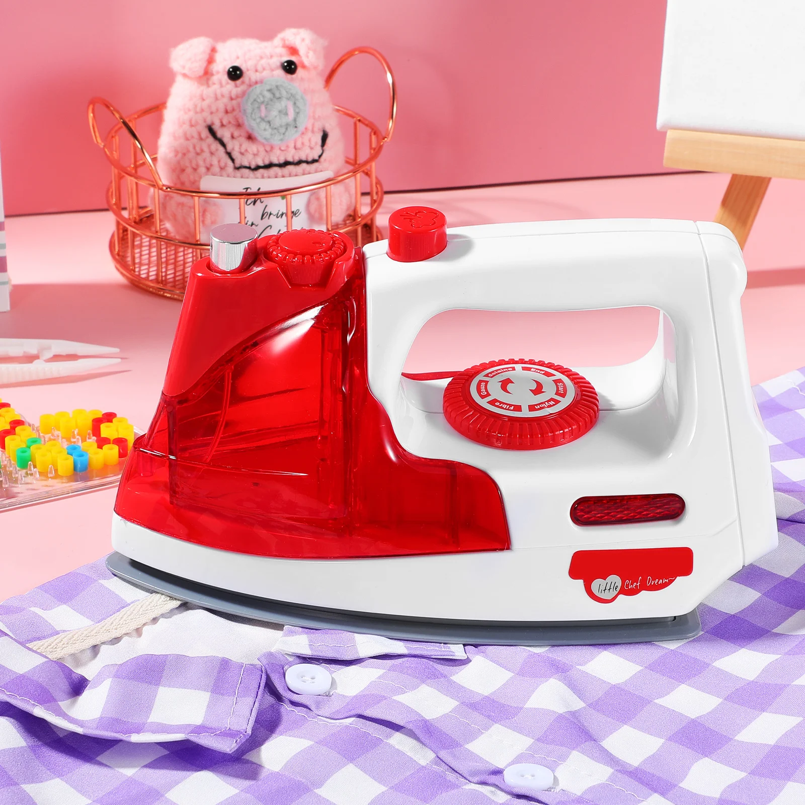 2 Peças de Ferro Elétrico Simulado para Crianças, Mini Brinquedo de Faz de Conta, Eletrodoméstico Seguro para Brincadeiras Educativas na Cozinha Infantil