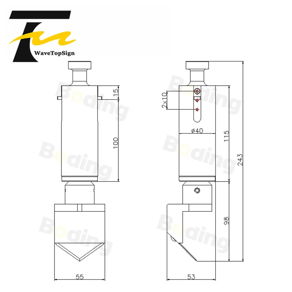 CNC Equal Edge Oblique Knife Cutter Thickness 20mm Vibrating Knife Head for Soft Glass PVC Honeycomb Board KT Board