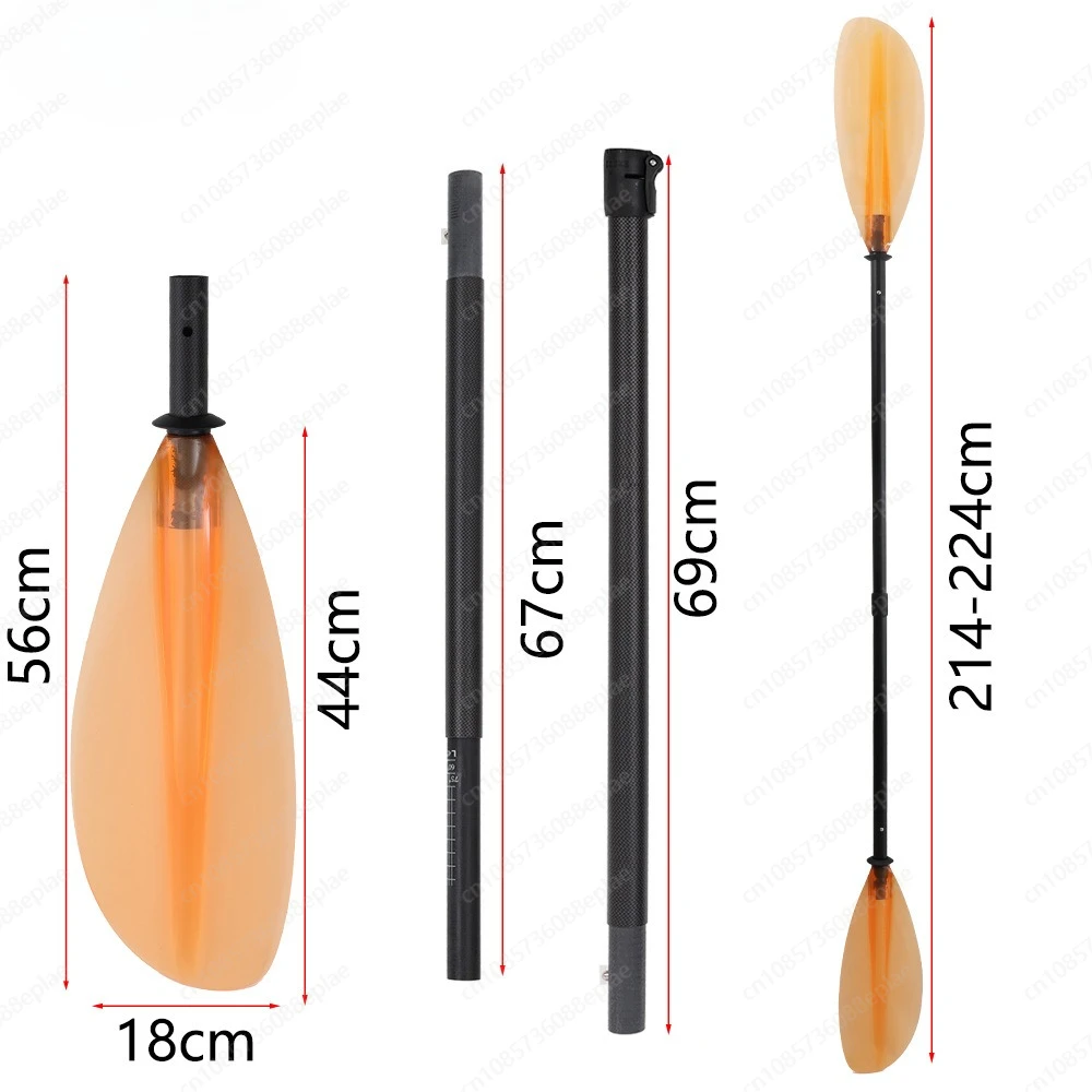Translucent Kayak Paddle 2-Piece Fiberglass, Double-Sided Lightweight Splitable Canoe Oar, High Strength & Portable