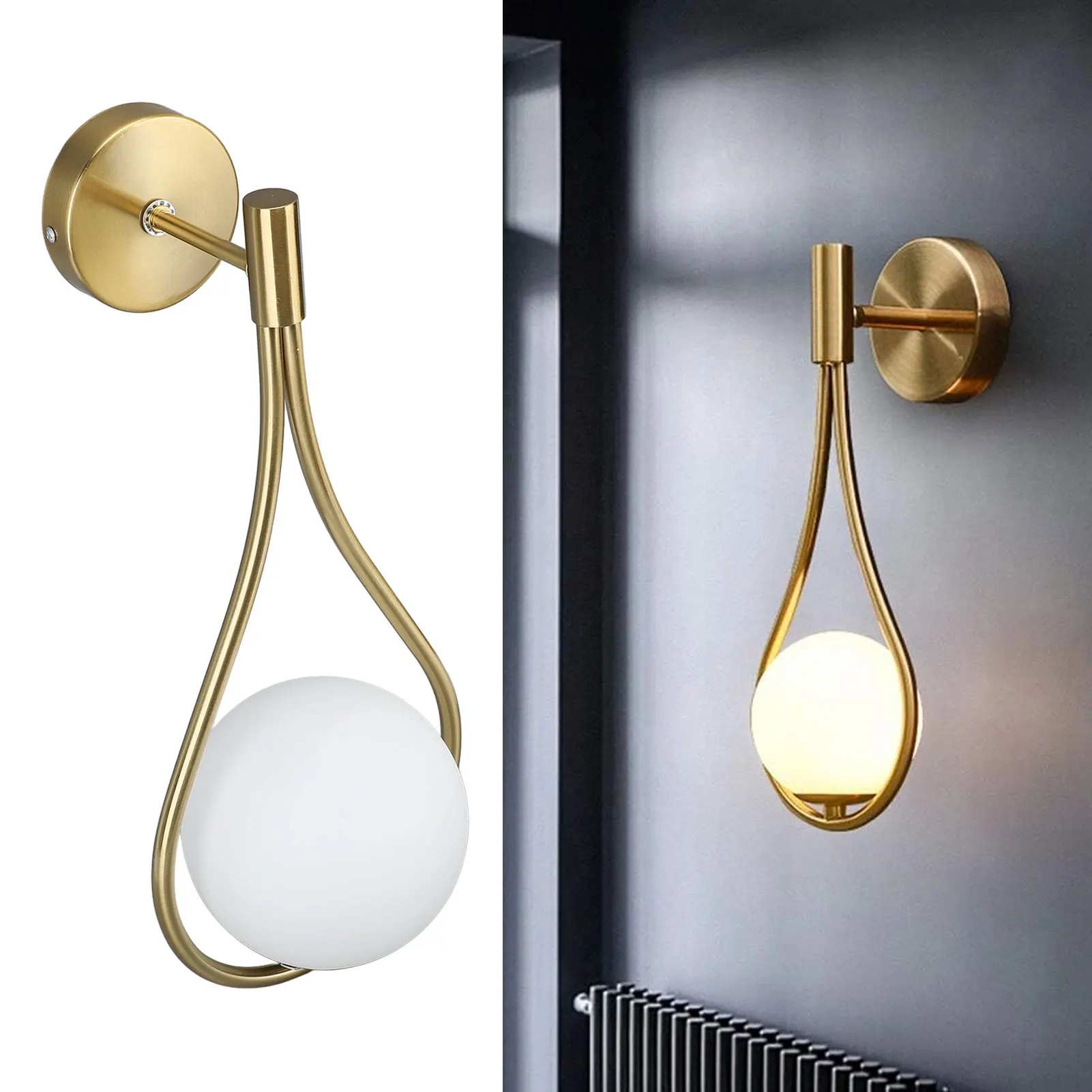 

ZK20 Water Drop Wall Light LED Globe Wall Sconce Golden Indoor Decor Lamp for Living Room Bedroom Aisle Stairs