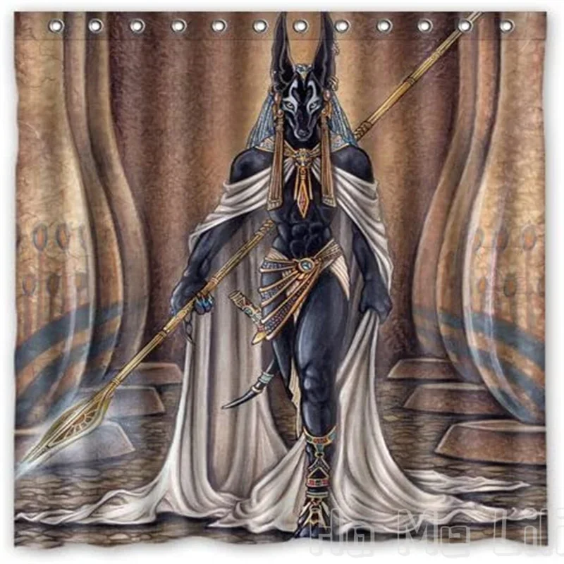 The Egyptian God Anubis Shower Curtain Waterproof Cloth Fabric Bathroom Decor Set With Hooks