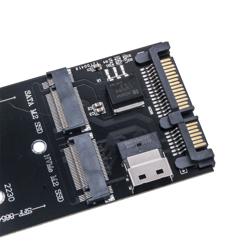 Konwerter M.2 SATA SSD na SATA + M2 NVME SSD na SFF-8654 22-pinowa karta rozszerzeń SATA na M2 do komputera stacjonarnego Adapter M2 SSD