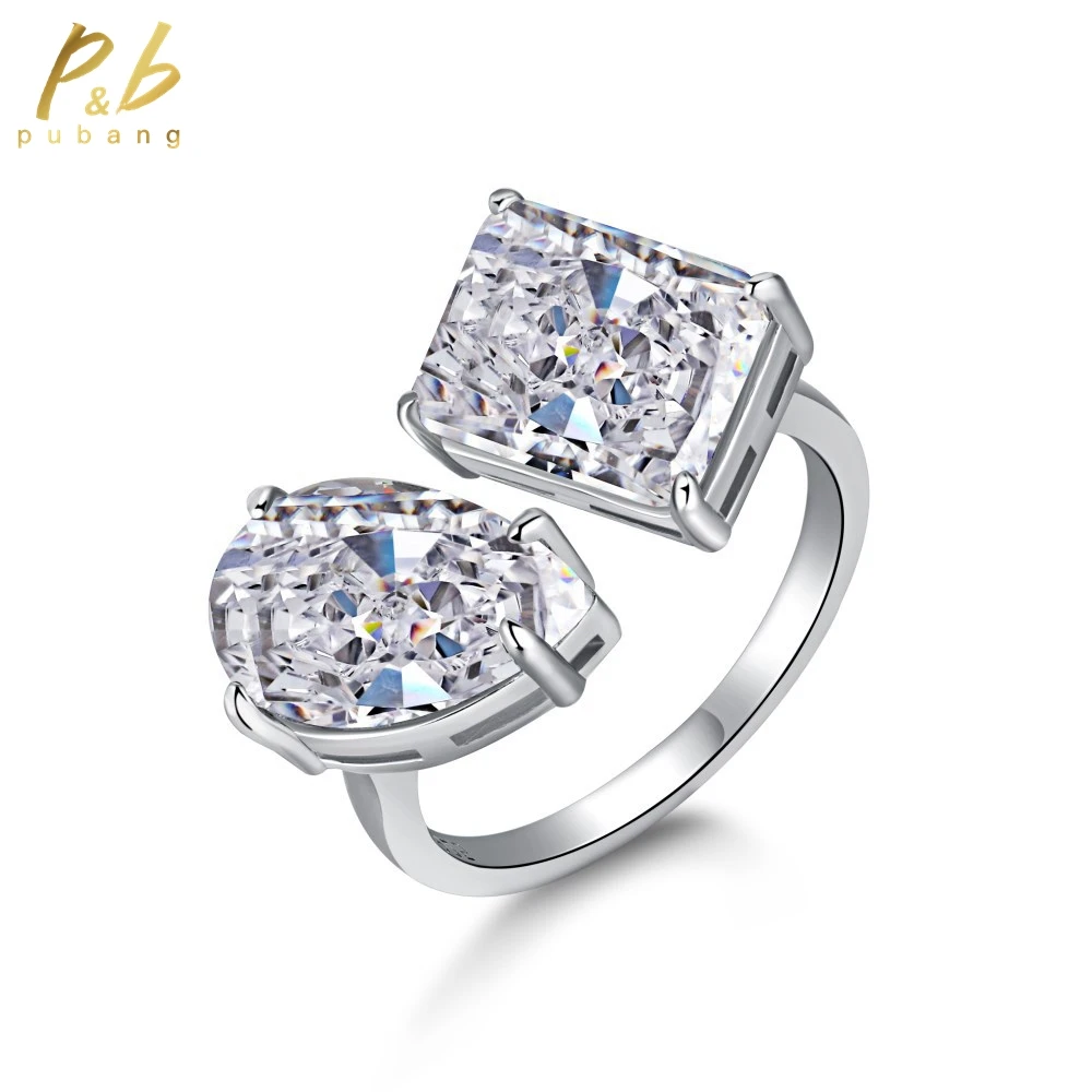 

PuBang Fine Jewelry 100% 925 Sterling Silver Created Moissanite Diamond Resizable Anniversary Ring for Women Gifts Free Shipping