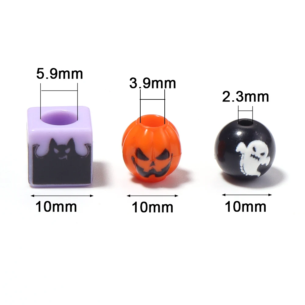 10-20pcs Halloween Series Acrylic Beads Pumpkin Skull Ghost Spider Pattern Loose Beads For DIY Jewelry Bracelets Phone Key Chain - view 2