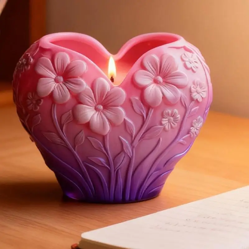 

91AF Handmade Heart Planter Silicone Mold for Crafting Decorative Holders Jewelry Displays and Small Home Intonation