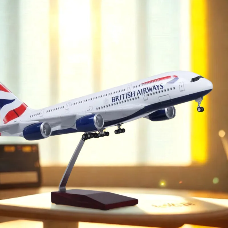 

Diecast Airplanes 1:160 Scale Large Model Airplane British Airways A380 Plane Models with LED Light for Toy Collection or Gift