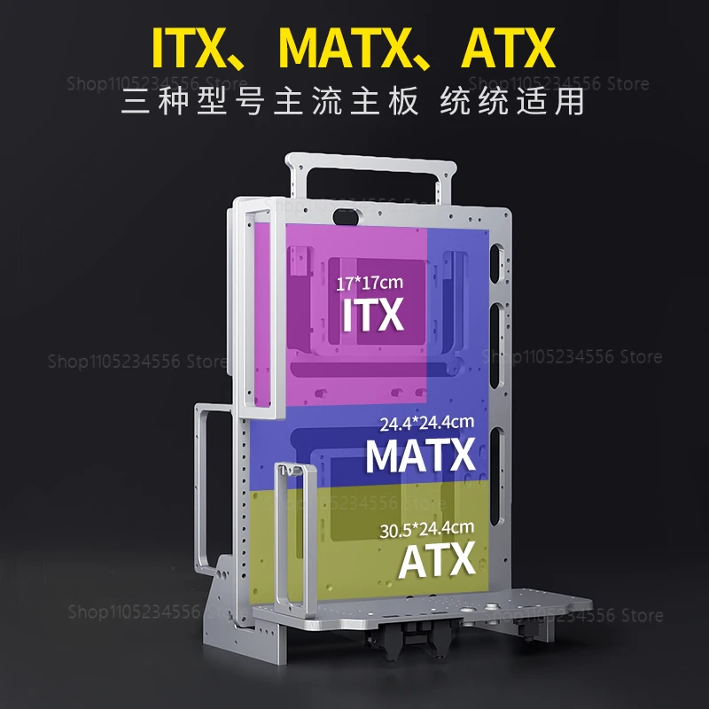 Open Frame Computer Case Aluminum ATX MATX ITX Holder Water Cooling Support Large GPU Gaming Rig Clear Side Panel