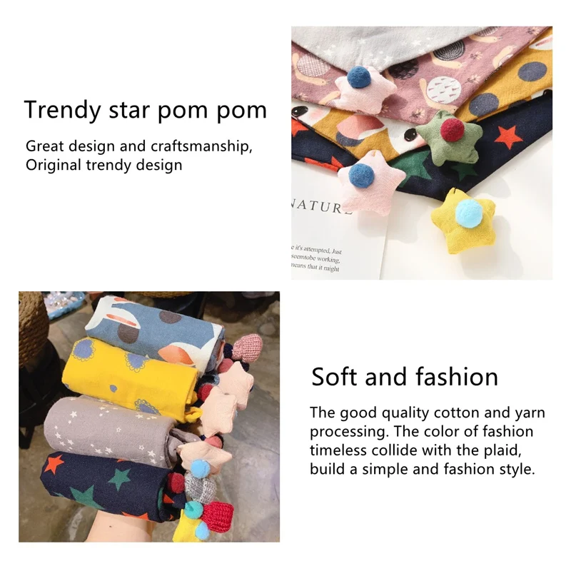 2025 Baby Girls Triangle Scarf Spring Winter Boys Shawl Children Warm Windproof Neckerchief Cute Pompom Kids Scarves