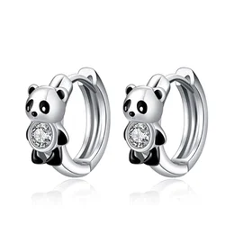 CAOSHI Fashion Panda Hoop Earrings with Bright Zirconia Female Delicate Accessories for Engagement Cute Girl Chic Daily Jewelry