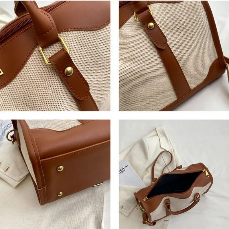 2024 New Travel Canvas Bag High Capacity Canvas Bag Women's Portable Shoulder Bag Travel Bag Short Distance Travel Tote Bags