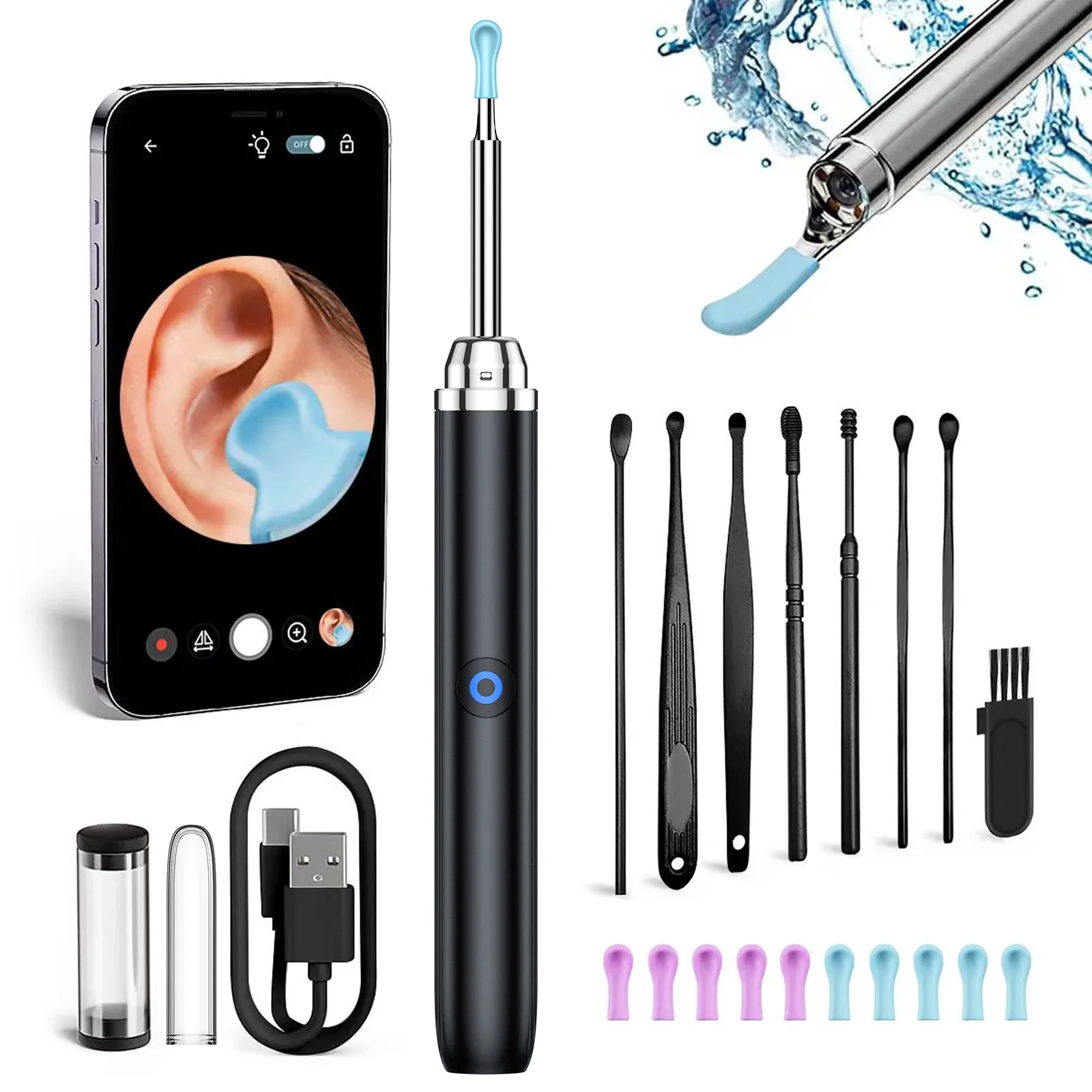 

Ear Wax Removal - Earwax Remover Tool Ear Canal Cleaner with 1080P Camera Ear Camera for iOS & Android