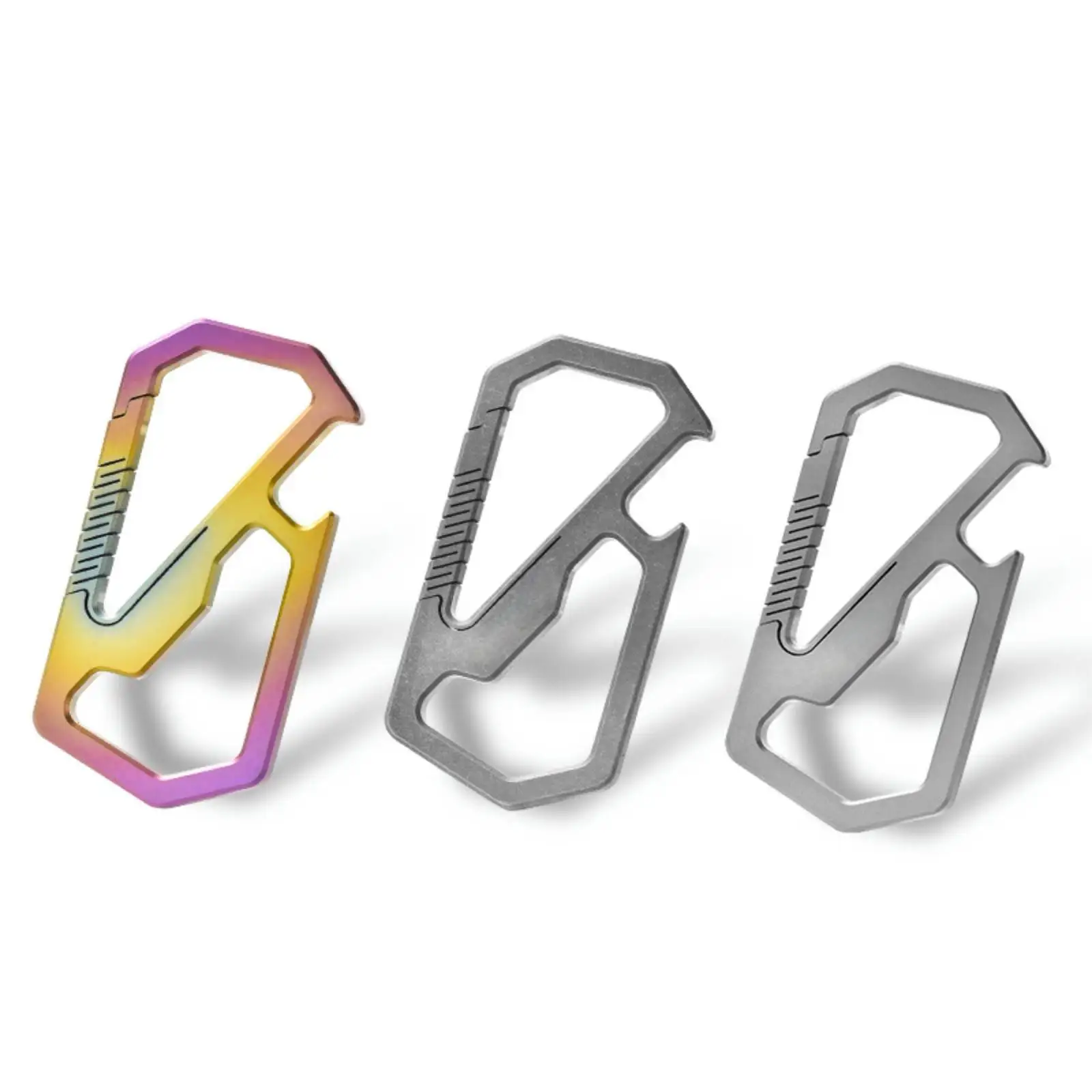 TIBROMTACK GR5 Titanium Keychain Carabiner with Bottle Opener, Multifunctional EDC Key Ring