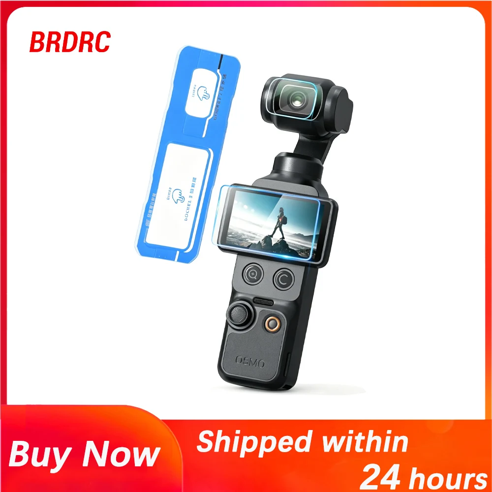 Tempered Glass Screen Protector for DJI Osmo Pocket 3/4, Lens+Screen Anti-scratch Protective Film With Auto-Alignment Tool