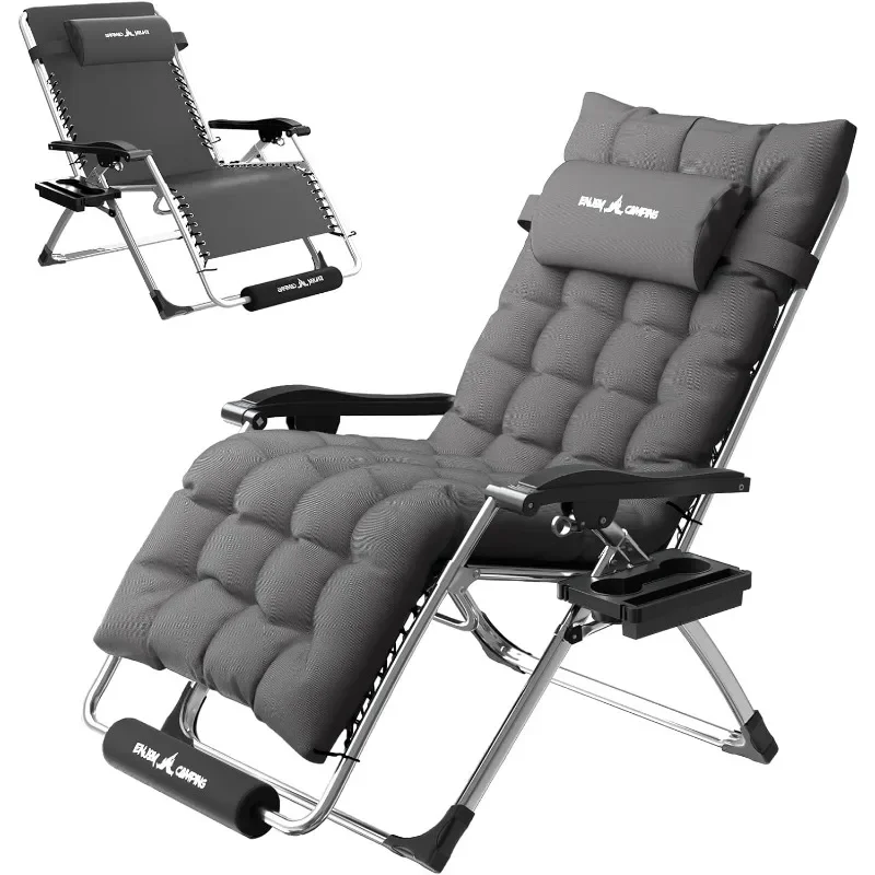 

Zero Gravity Chair 22" Seat Width, XL Lounge Chair with Seat Cushion, Folding Reclining Camping Chair for Outdoor Deck, Patio