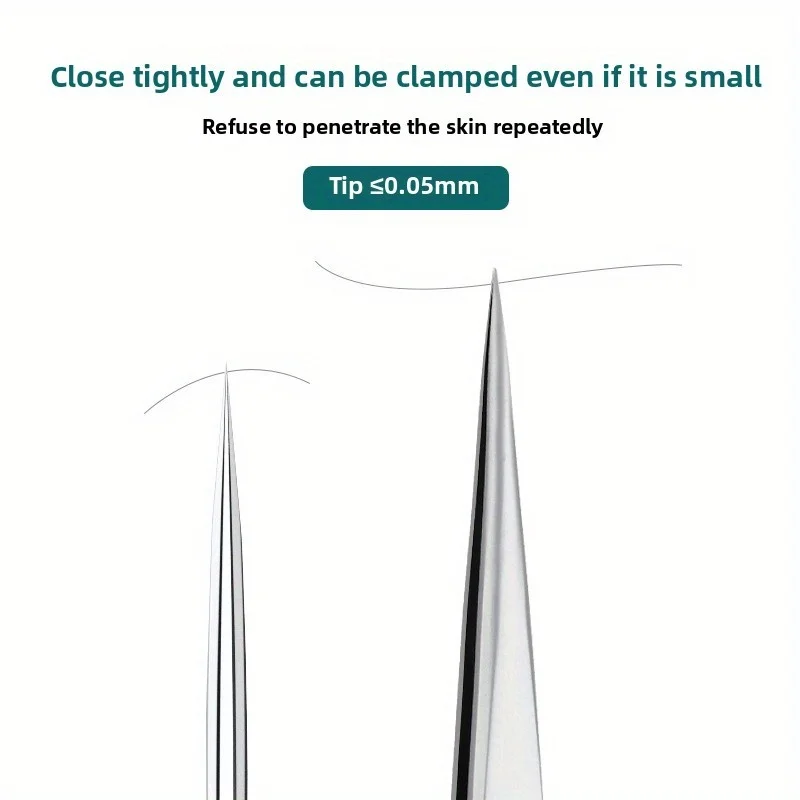 Pinzette professionali di bellezza ultra affilate in acciaio inossidabile per saloni e uso domestico Pinzette di precisione con manico lungo per punti neri e pavone