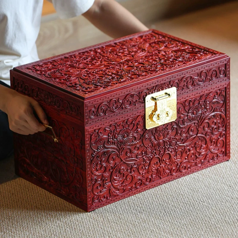 Rosewood Jewelry Box Wedding Dowry Case Solid Wood Organizer Storage Box High End Blood Sandalwood Collection